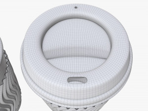 biodegradable paper coffee cup with sleeve and cardboard lid Modelo 3D