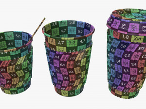 biodegradable paper coffee cup with sleeve and cardboard lid Modelo 3D