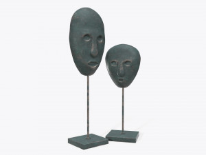 human face sculptured masks Model 3D