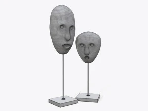 human face sculptured masks 3D Model