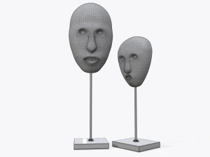 human face sculptured masks 3D Model