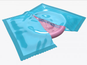 opened package with condom 3D Model