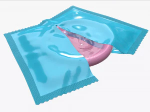 paket terbuka dengan kondom Model 3D