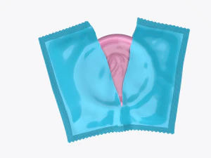 paket terbuka dengan kondom Model 3D