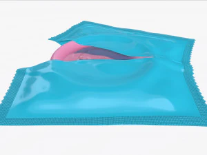 paket terbuka dengan kondom Model 3D