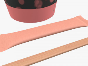 paper coffee cup with lid sugar package wooden stirrer 3D 模型
