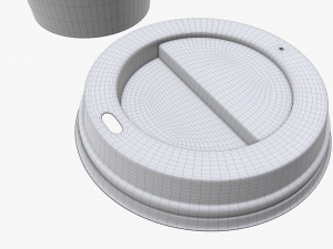 paper coffee cup with lid sugar package wooden stirrer 3D 模型