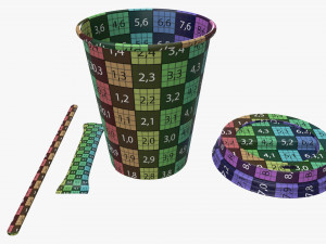 paper coffee cup with lid sugar package wooden stirrer 3D 模型