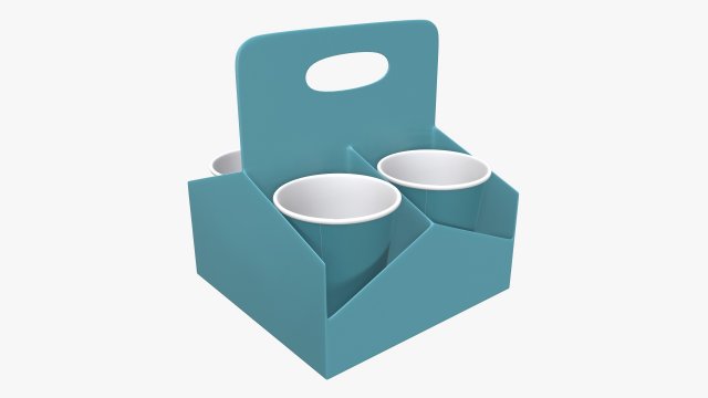 plastic paper coffee cup tray 3D Модель .c4d .max .obj .3ds .fbx .stl .blend 