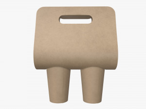 disposable large paper coffee cup plastic lid and holder 3D Модель
