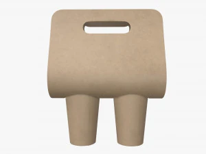 disposable large paper coffee cup plastic lid and holder 3D Model