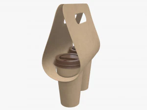 disposable large paper coffee cup plastic lid and holder 3D Model