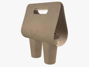 disposable large paper coffee cup plastic lid and holder 3D Модель
