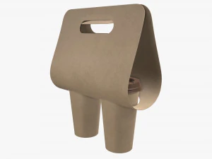 disposable large paper coffee cup plastic lid and holder 3D Model
