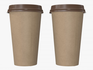 disposable large paper coffee cup plastic lid and holder 3D Модель