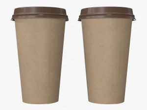 disposable large paper coffee cup plastic lid and holder 3D Model