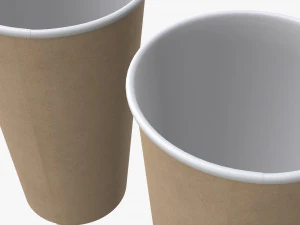 disposable large paper coffee cup plastic lid and holder 3D Model