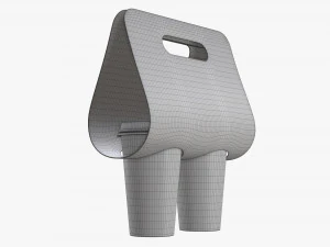 disposable large paper coffee cup plastic lid and holder 3D Model