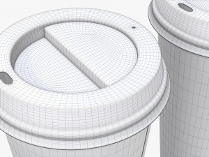 disposable large paper coffee cup plastic lid and holder 3D Модель