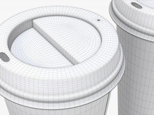 disposable large paper coffee cup plastic lid and holder 3D Model