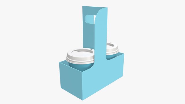 disposable medium paper coffee cups plastic lid and holder 3D Модель .c4d .max .obj .3ds .fbx .stl .blend