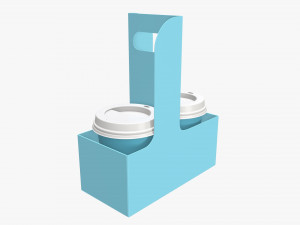 disposable medium paper coffee cups plastic lid and holder 3D Model