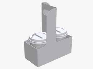 disposable medium paper coffee cups plastic lid and holder 3D Модель
