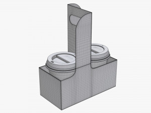 disposable medium paper coffee cups plastic lid and holder 3D Модель
