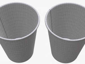 disposable medium paper coffee cups plastic lid and holder 3D Модель