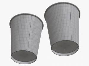 disposable medium paper coffee cups plastic lid and holder 3D Модель