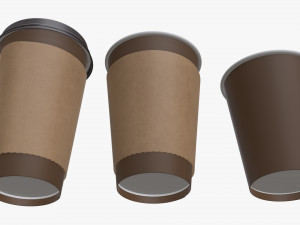 disposable paper coffee cup plastic lid and sleeve Modelo 3D