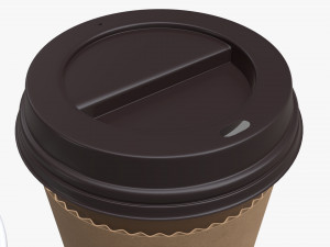 disposable paper coffee cup plastic lid and sleeve Modelo 3D