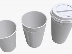 disposable paper coffee cup plastic lid and sleeve Modelo 3D