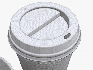 disposable paper coffee cup plastic lid and sleeve Modelo 3D