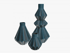 stone vase set shelf decoration 3D Model