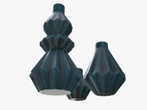 stone vase set shelf decoration Model 3D
