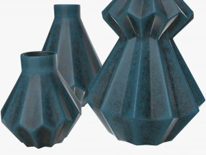 stone vase set shelf decoration 3D Model
