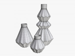 stone vase set shelf decoration Model 3D