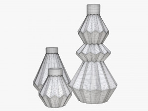 stone vase set shelf decoration Model 3D