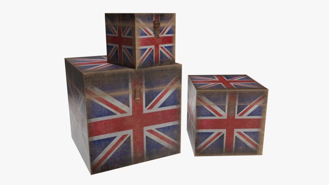 old stylized wooden box with lock Modelo 3D .c4d .max .obj .3ds .fbx .stl .blend 