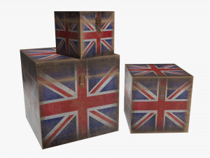 old stylized wooden box with lock 3Dモデル