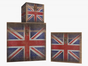 old stylized wooden box with lock 3D Model