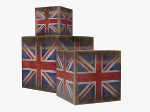 old stylized wooden box with lock Modelo 3D
