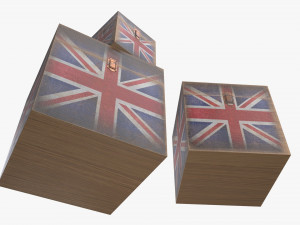 old stylized wooden box with lock Modelo 3D