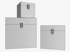 old stylized wooden box with lock Modelo 3D