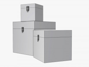 old stylized wooden box with lock Modelo 3D