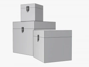 old stylized wooden box with lock 3D Model