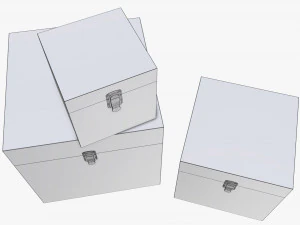 old stylized wooden box with lock 3D Model