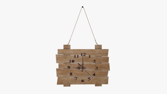 wall clock wooden stylized 3D Model .c4d .max .obj .3ds .fbx .stl .blend