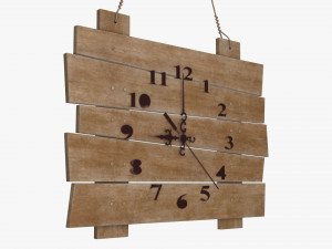 wall clock wooden stylized 3D Model
